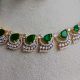 Handmade Brass Metal Jewellery Green Teardrop Necklace Set